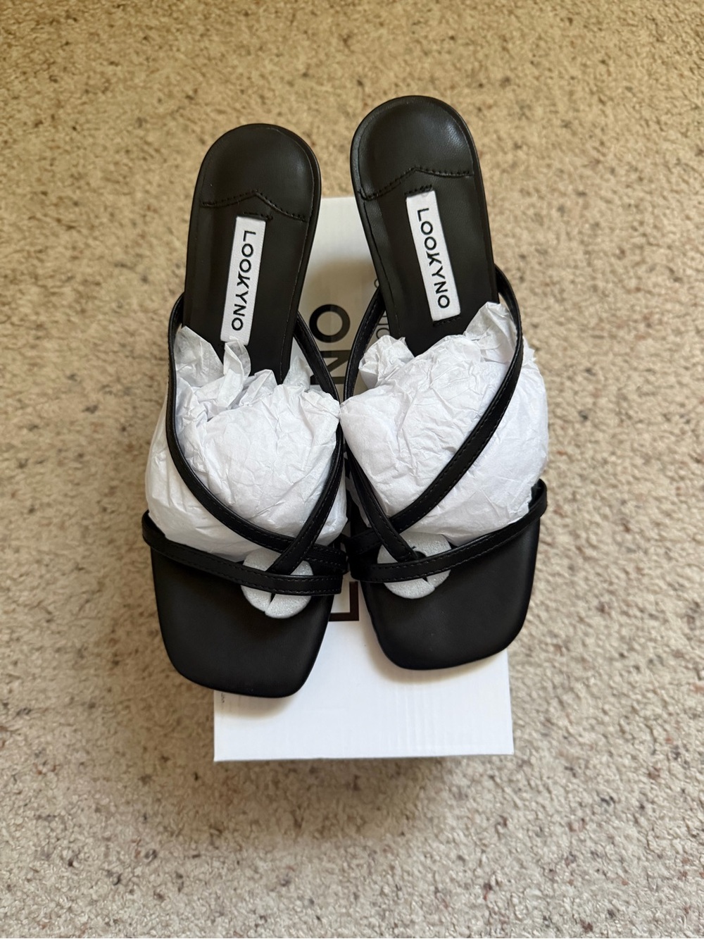 Black Strappy Kitten Heel Slide Sandals Size 6.5 NWT
